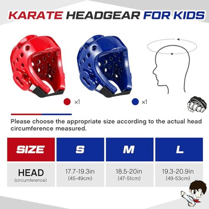 2 Pcs Taekwondo Karate Headgear MMA Martial Arts Helmet Soft Head Guard Protection Sparring Gear Helmet Boxing for Men Women Thai Kickboxing Grappling Muay Taekwondo - color: Red and Blue, size: Medium