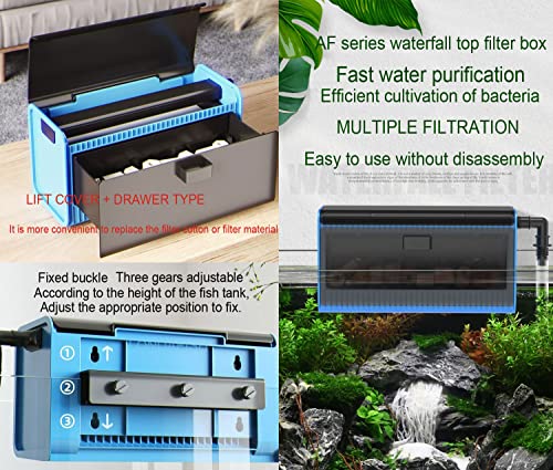 Aquarium Filter Box, Fish Tank Filter Waterfall Flow Fliter Box, Fountain Pump, High Lift Submersible Water Pump, Hydroponics, Filter Accessories, Filter Media (Filter Box)