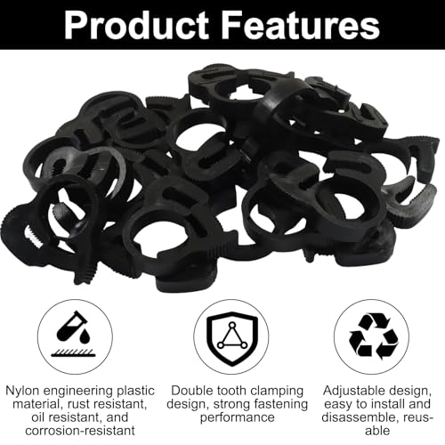Murtenze 20 Pack Double Gripping Nylon Hose Clamps, Adjustable Plastic Snap Grip Hose Clamps for Connecting Fastening Pipes (12.3-14mm (1/2inch)) - size: 12.3-14mm (1/2inch)-20Pcs