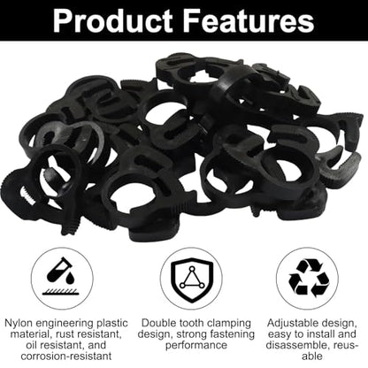 Murtenze 20 Pack Double Gripping Nylon Hose Clamps, Adjustable Plastic Snap Grip Hose Clamps for Connecting Fastening Pipes (12.3-14mm (1/2inch)) - size: 12.3-14mm (1/2inch)-20Pcs
