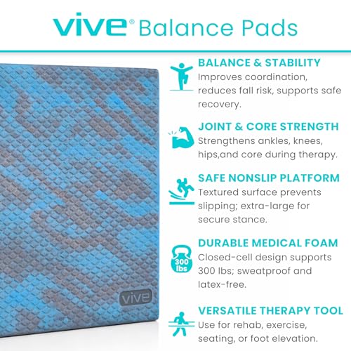 Vive Balance Pad - Foam Large Yoga Mat Trainer for Physical Therapy - color: Storm Swirl