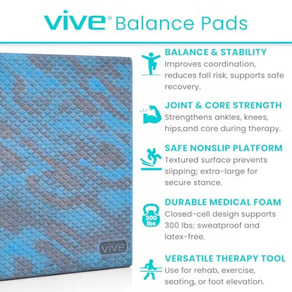 Vive Balance Pad - Foam Large Yoga Mat Trainer for Physical Therapy - color: Storm Swirl