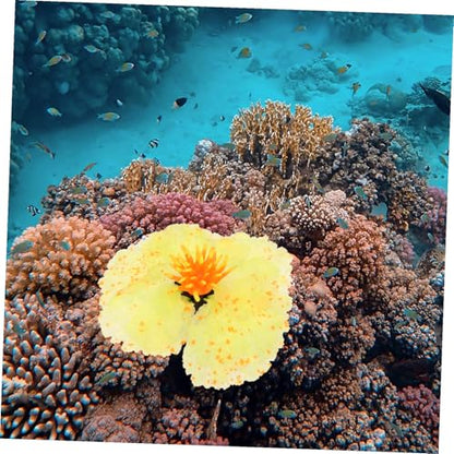 Mobestech Yellow Silicone Aquarium Water Plant Decor Realistic Artificial Aquatic Ornament for Fish Tank Landscape Lightweight Hideaway for Betta and Freshwater Fish