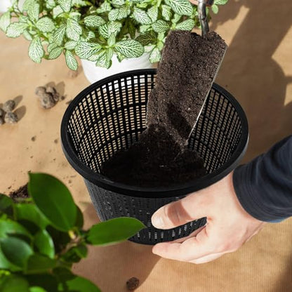 Hydroponic Mesh Net Pots, 6 Pieces, Black Plastic Garden Baskets for Aquatic Plants, Pond and Aquarium