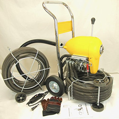 Package Deal BLUEROCK Tools SDS200B 1.5HP 2" - 8" Sectional Pipe Drain Cleaning Machine Kit w/ 120' Cable Snake & Cutters Set