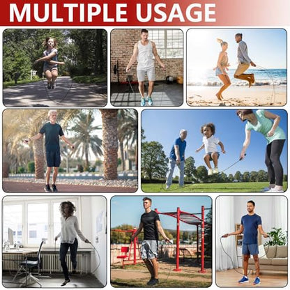 Adjustable Weighted Jump Rope, 9ft Long Tangle-Free Rapid Speed Jumprope for Exercise Calisthenics Fitness Jumping Skipping Double Dutch Boxing Crossfit, Workout Stuff for Women Men Kids Adult