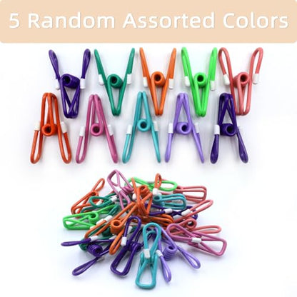 Chip Clips, 10 Pack Colorful Metal Chip Bag Clips with Rubber Caps PVC-Coated Strong Spring Steel Clip for Food Package, Chips Bag, Snack, Clothes pins, Paper, 5 Random Colors 2.2 Inch
