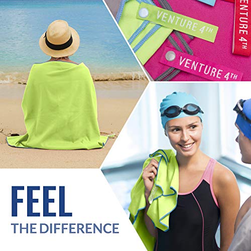 VENTURE 4TH Quick Dry Travel Towel, Ultra Soft Microfiber - 3 Sizes - color: Green Blue, size: 40.00" x 21.00"