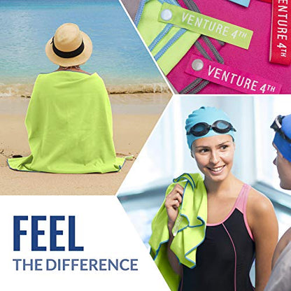 VENTURE 4TH Quick Dry Travel Towel, Ultra Soft Microfiber - 3 Sizes - color: Green Blue, size: 72.00" x 31.50"