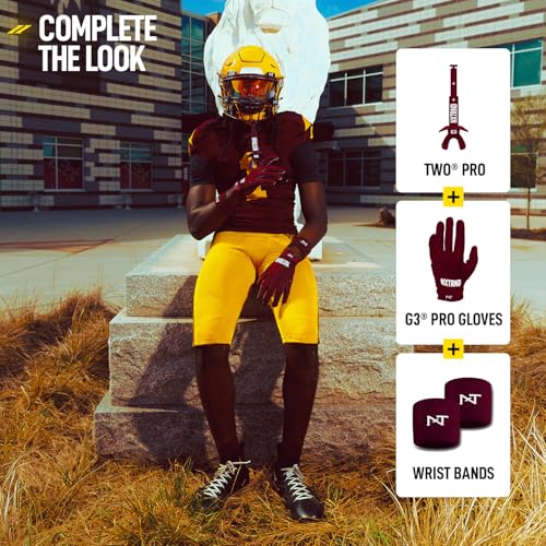 Nxtrnd Two Pro Football Mouth Guard, Permanent Strap, Fits Adult & Youth (Maroon) - color: Maroon Pro