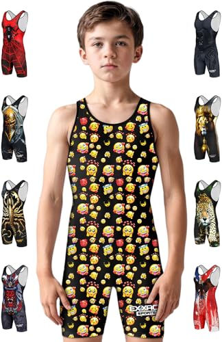 Exxact Sports Sublimated Adult & Youth Wrestling Singlet - color: Emoji, size: Large