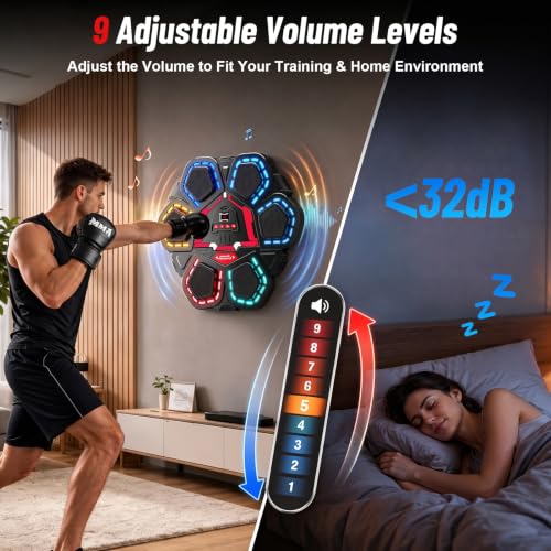 Music Punching Machine, Boxing Trainer with Rhythm Lights - color: Black Red