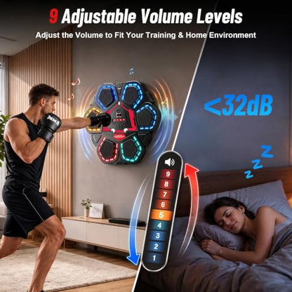 Music Punching Machine, Boxing Trainer with Rhythm Lights - color: Black Red