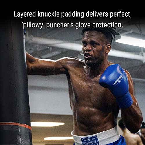 Hayabusa Pro Leather Hook and Loop Boxing Gloves for Men and Women - color: Blue, size: 16oz