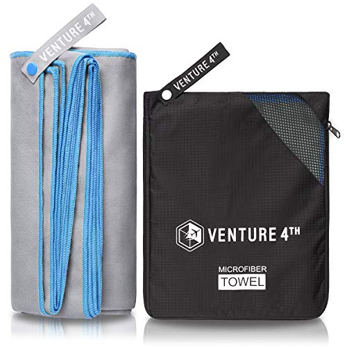 VENTURE 4TH Quick Dry Travel Towel, Ultra Soft Microfiber - 3 Sizes - color: Gray Blue, size: 40.00" x 21.00"