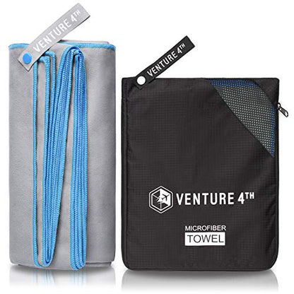 VENTURE 4TH Quick Dry Travel Towel, Ultra Soft Microfiber - 3 Sizes - color: Gray Blue, size: 40.00" x 21.00"