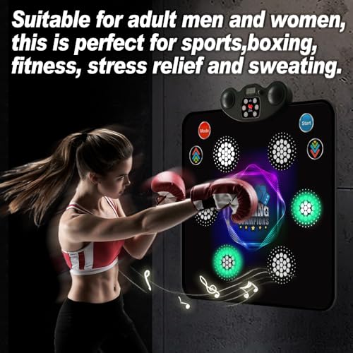 2025 Kids Musical Boxing Machine Comes with Boxing Gloves, 9 Modes, 420 Levels, 7 Lights, wall-Mounted Dual-Purpose, Memory and Reaction Training Equipment Christmas Birthday Gift for Kids