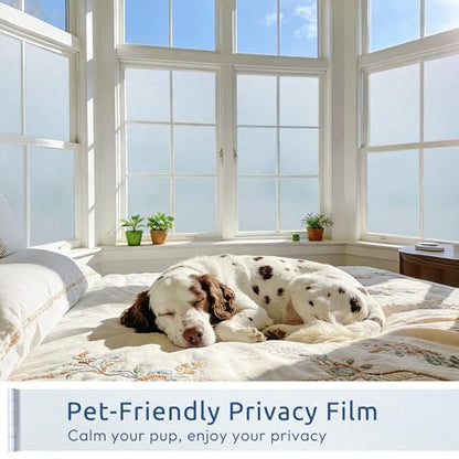 rabbitgoo Frosted Glass Window Privacy Film, No Glue, Anti-Glare Heat Blocking, Easy to Install, Renter Friendly Removable Opaque Bathroom Window Clings for Glass, 23.6" x 78.7" - color: Frosted White, size: 23.6" X 78.7"