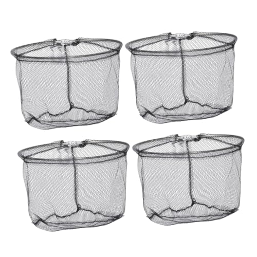PRETYZOOM 4pcs Foldable Fishing Landing Net Heads 40cm Stainless Steel Frame Replacement Mesh Bags for Freshwater and Saltwater Trout Fishing