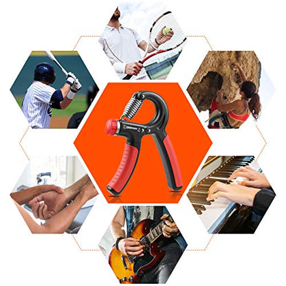NIYIKOW Grip Strength Trainer, Hand Grip Strengthener, Grip Strengthener, Adjustable Resistance, Forearm Strengthener, Perfect for Musicians Athletes - color: Orange