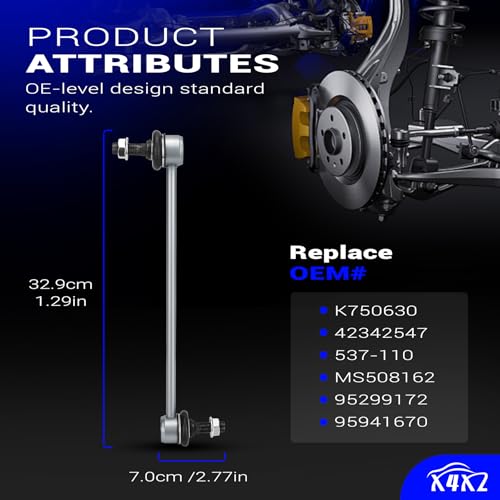 K750630 Zinc-Nickel Alloy Front Stabilizer Sway Bar End Link for 2012-2020 Chevy Sonic Replaces# 42342547 537-110 MS508162