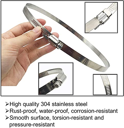 6 Pieces Adjustable 304 Stainless Steel Worm Gear Hose Clamps Water Pipe Clamps Assortment Kit Duct Clamps Pipe Clamp worm drive hose clamps (4" 5” 6") - size: 4"/5"/6"-6Pcs