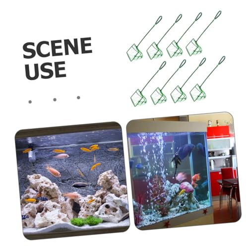 Toddmomy 8pcs Aquarium Fish Net Scoop Set with Fine Mesh Fabric 3-inch Plastic Handle Fish Tank Nets for Small Ponds and Aquariums and Tank Cleaning Accessories