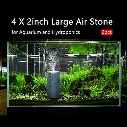 2Pcs 4 X 2-inch Large Air Stones Cylinder for Hydroponic Systems, Ponds, Aquarium, Fish Tank