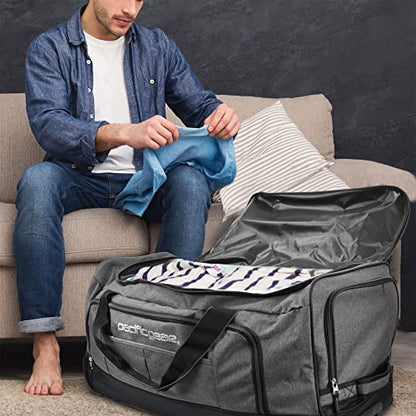 Pacific Gear Duffel Bag with Rolling Wheels - color: Gray, size: 30 inch