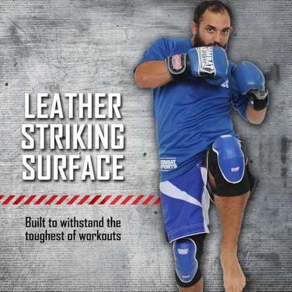 Combat Sports MMA Advanced IMF Tech™ Knee Pads – Injected Molded Foam, Leather Striking Surface, Neoprene Sleeve Support (Regular, New) - size: Regular, New