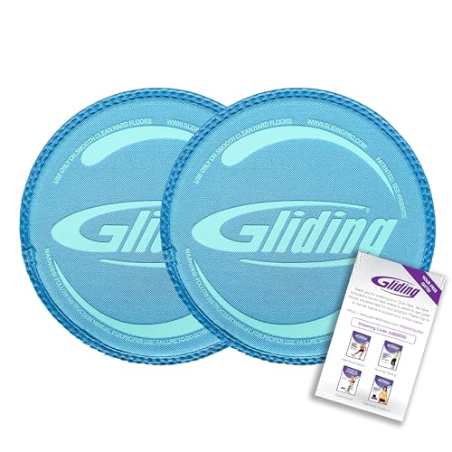 Gliding 9” Sliders for Working Out on Hardwood/Tile Floors, 1 Pair 4 Videos | The Original Exercise Sliders Disc for Full Body Fitness, Pilates, Core, Physical Therapy and Resistance Workouts - color: Blue (Hardwood)