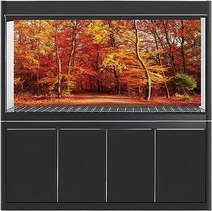 AWERT 30x18 inches Fall Leaf Forest Terrarium Background Autumn Maple Leaf Woodland Reptile Habitat Background Rural Natural Landscape Aquarium Background Vinyl Background - size: 30x18in/75x45cm