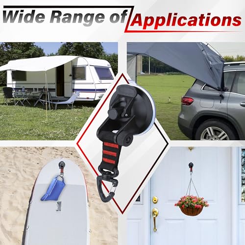 4 PCS Heavy Duty Suction Cup, Suction Cups with Hooks, Car Camping Accessories, Strong Suction Cups for Cars, Automotive Suction Cups for Car Boat Awning Camping Tent Trap