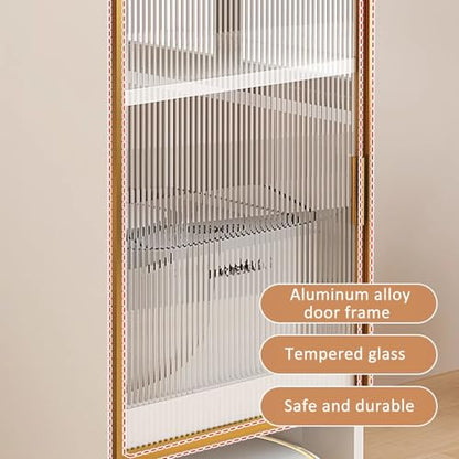 Robot Vacuum Cleaner Storage Rack,Robot Vacuum Storage Cabinet with Glass Door, Mobile Sweeping Robot Rack, Hidden Organizer for Floor Cleaning, Stylish Aquarium Stand for Living Room (Black
