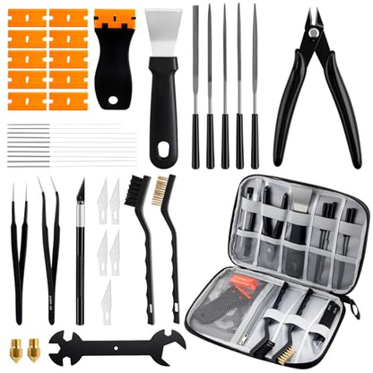 3D Printer Tools Kit Complete 3D Printer Accessories with Scrapers, Files, Tweezers, Brushes & More for Model Finishing Removing and Cleaning – Ideal for Beginners & 3D Printing Enthusiasts