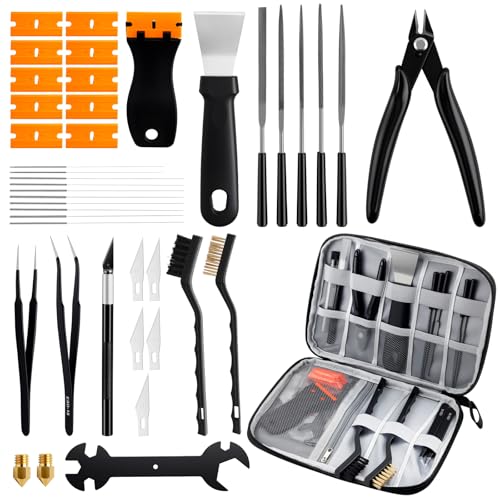 3D Printer Tools Kit Complete 3D Printer Accessories with Scrapers, Files, Tweezers, Brushes & More for Model Finishing Removing and Cleaning – Ideal for Beginners & 3D Printing Enthusiasts
