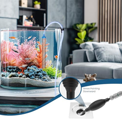 Fish Tank Vacuum Gravel Cleaner Gravel Vacuum for Aquarium，Siphon Aquarium Water Changer for Fish Tank with Four Faucet Adapter and Long Hose(50 Feet)