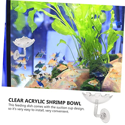 Kisangel 2pcs Acrylic Shrimp Feeder with Cup Transparent Feeding Bowl for Aquarium Easy to Install Shrimp Food Holder and Convenient Feeding Dish for Reptiles and Ornamental Fish