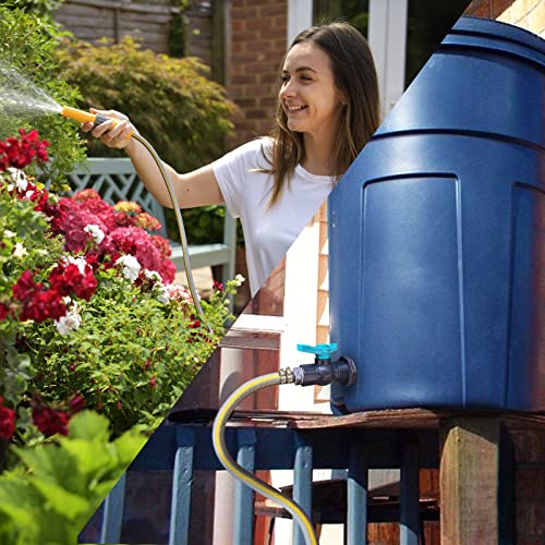 Rain Barrel Spigot PVC Faucet Kit Water Diverter Kit with Bulkhead Fitting, Ball Valve, Garden Hose Barb(25mm) Adapter, Pipe Clamps, Thread Tape, Hole Saw(for 25mm ID Hose)