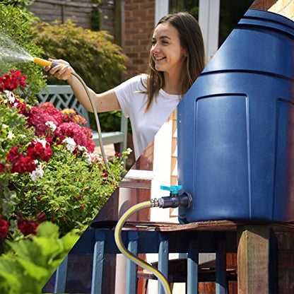 Rain Barrel Spigot PVC Faucet Kit Water Diverter Kit with Bulkhead Fitting, Ball Valve, Garden Hose Barb(25mm) Adapter, Pipe Clamps, Thread Tape, Hole Saw(for 25mm ID Hose)