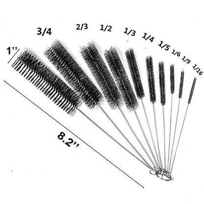 Eboot 10 Pcs 8.2 Inch Tube Cleaning Brushes Nylon Cleaner Brush Long Sink Drain Pipe Cleaning Brushes 10 Different Diameters for Bottle Straw Tumbler Home Sink Plumbing