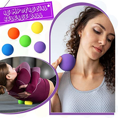 Sosation 50 Pack Lacrosse Ball Bulk 2.5 Inch Soft Rubber Motivational Stress Relief Massage Balls Myofascial Release Tools Muscle Knot Remover - color: Bright Color