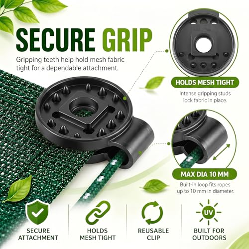 Frienda 30 Pcs Black Round Shade Cloth Plastic Clips Reusable Heavy Duty Sunshade Fabric Net Clips Attachment and Placement for Sun Shade Net Anti Bird Garden Waterproof Netting Accessories - color: Black