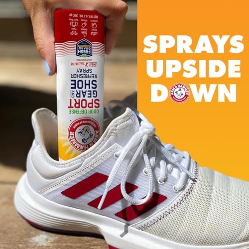 Arm & Hammer Odor Defense Sport Gear & Shoe Refresher Spray, 6.7 oz, 3 Pack | Heavy-duty odor defense spray for sports gear, shoes, gym bags, boxing gloves, hockey equipment and football pads - size: 6.7 Ounce (Pack of 3)