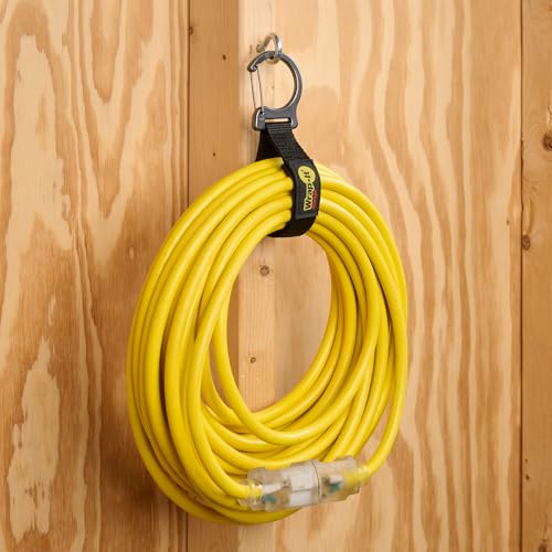 Wrap-It Storage Quick Clips - 14" (3-Pack) Black - Cable Straps With a Metal Clip to Use as an Extension Cord Organizer or Garden Hose Holder