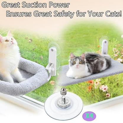 Cat Window Perch Suction Cup Replacement Accessories Clear Strong Suction Cup with Stainless Steel Screw Nuts, Set of 4 (Clear Silver)