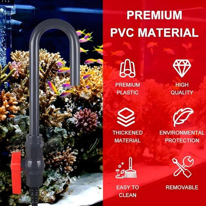 Replacement for Python Hands-Free and Spill Free Aquarium Hook 5-55 Gallon | 14in Siphon Hose BPA-Free PVC ABS | Hands-Free Flow Valve | Garden Hose 1/2" 5/8" 3/4"