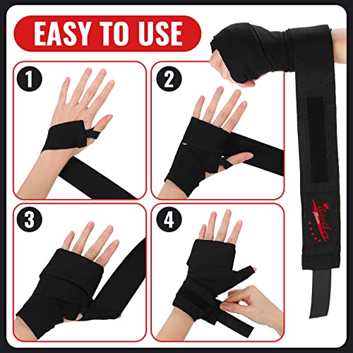 Jerify 15 Pairs Boxing Wraps Bulk for Hand 180‘' - color: Black
