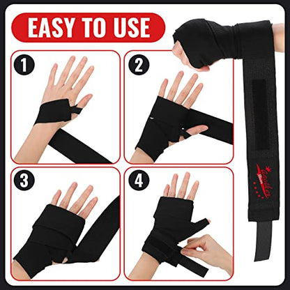 Jerify 15 Pairs Boxing Wraps Bulk for Hand 180‘' - color: Black