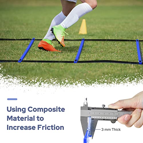GHB Pro Agility Ladder Agility Training Ladder Speed 12 Rung 20ft with Carrying Bag - color: Blue-2 Pack